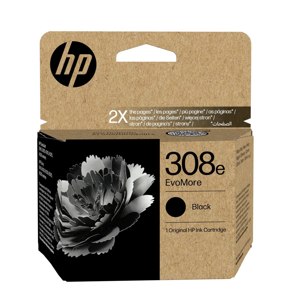 HP 308e EvoMore Sort 320 sider Blk