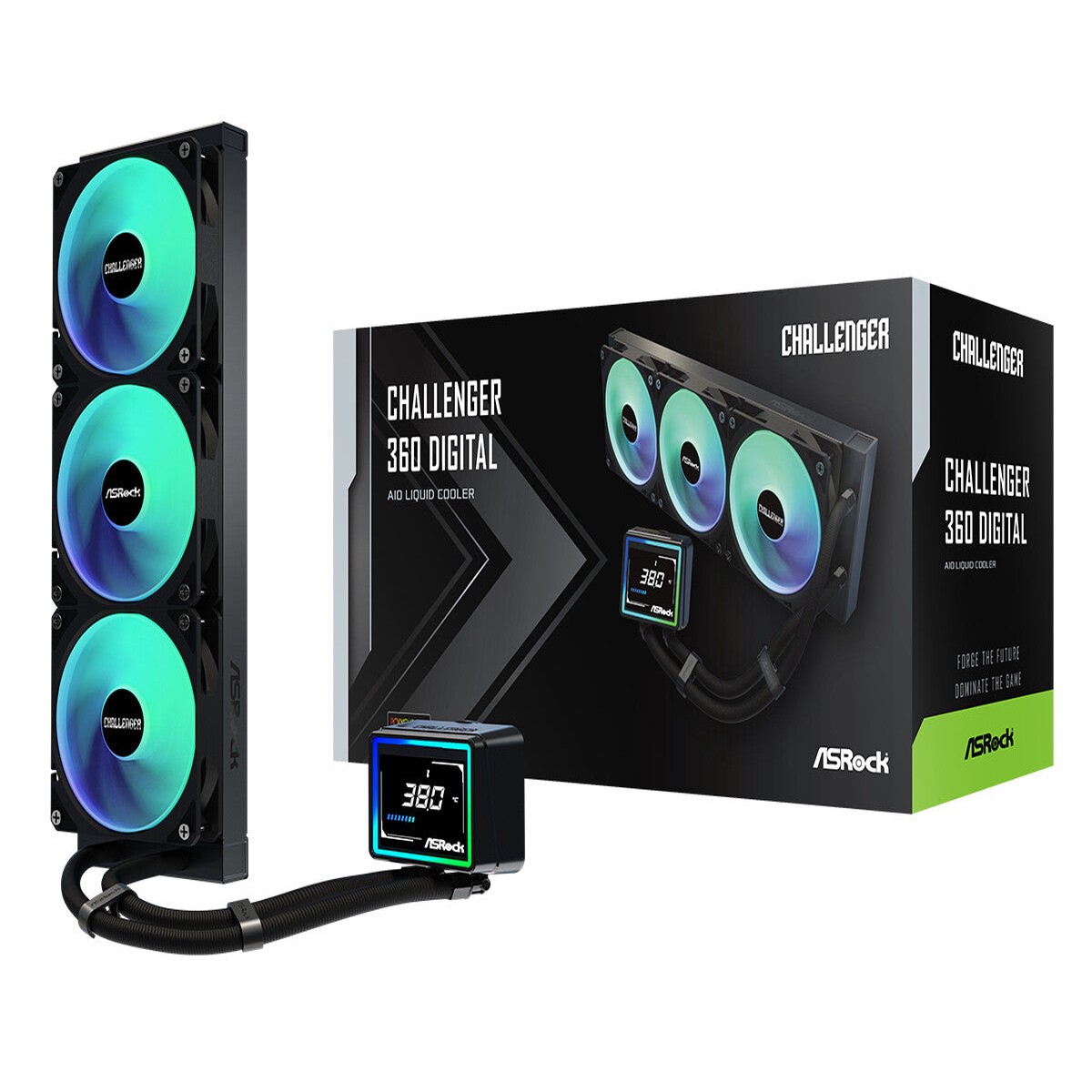 Asrock Challenger 360 Digital ARGB klesystem 1-pack Sort 120 mm