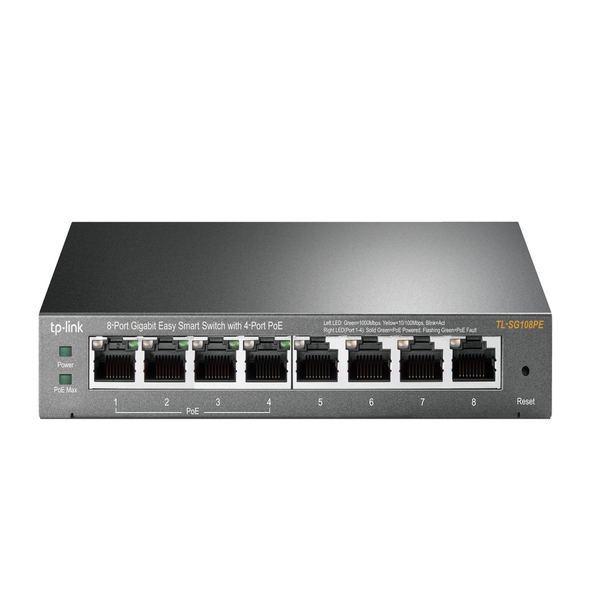 TP-Link TL-SG108PE Administreret L2 Gigabit Ethernet (10/100/1000) Strm over Ethernet (PoE) Sort