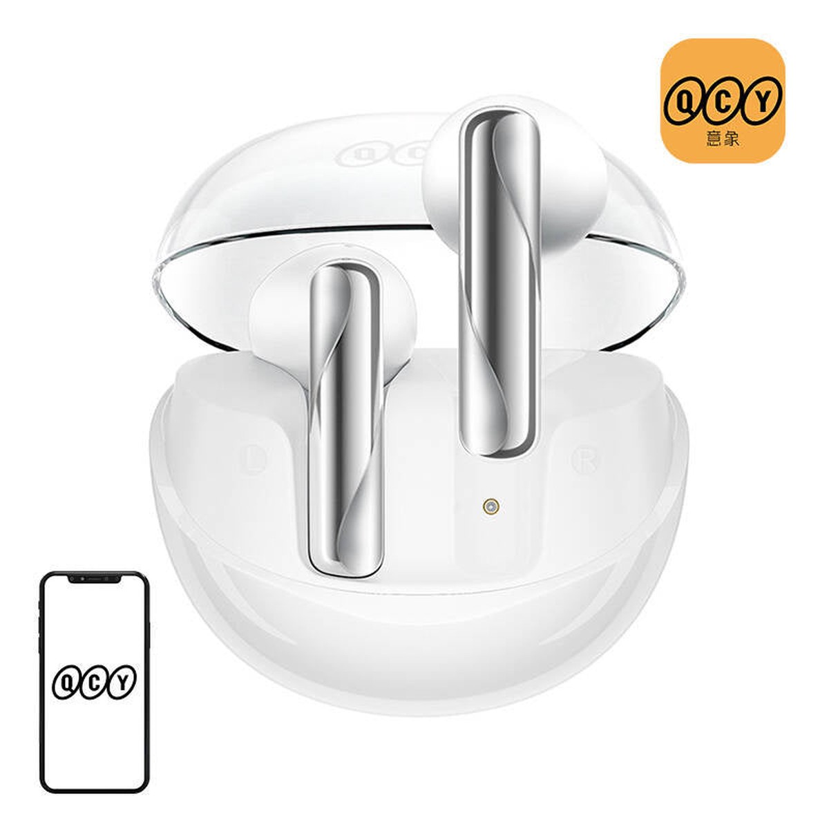TWS QCY AilyBuds Clear T32 hovedtelefoner (hvid)