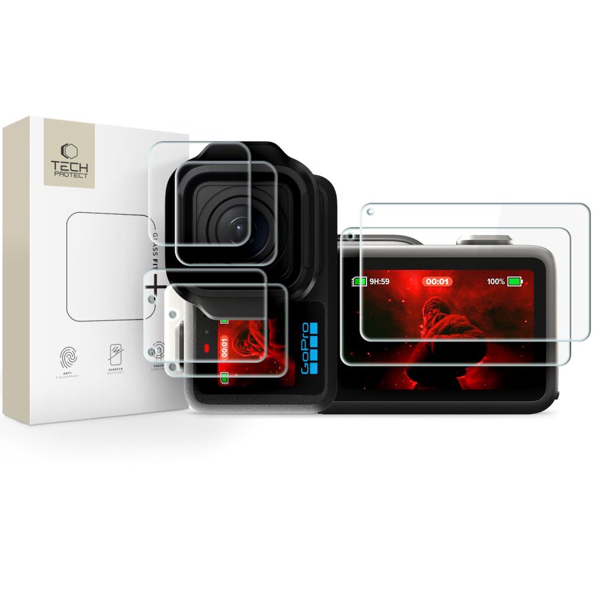 Beskyttelsesst Tech Protect Foil & Glass Fit+ 2 St Gopro Mission 1 / Pro Clear