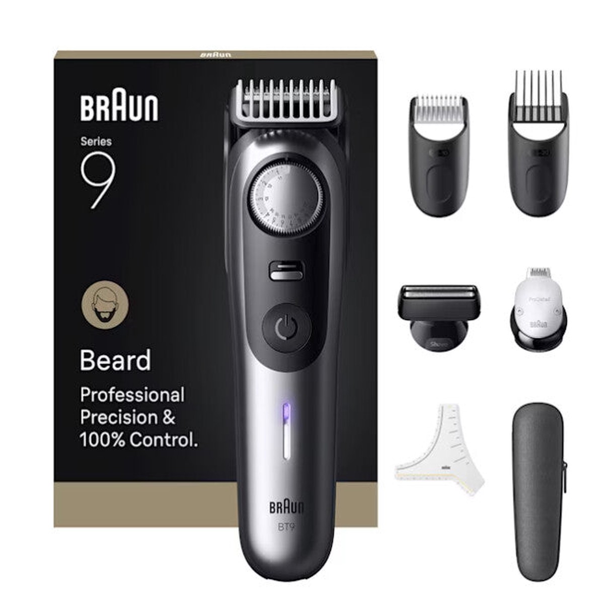 Braun BeardTrimmer 9 BT9520 skg trimmer Batteri 52 2 cm Vd og tr Sort, Gr