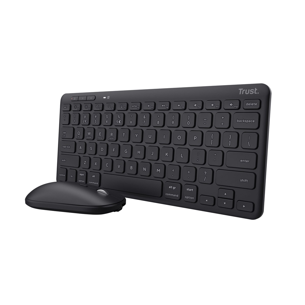 Trust Lyra tastatur Mus inkluderet Kontor USB + RF Wireless + Bluetooth QWERTY Nordisk Sort