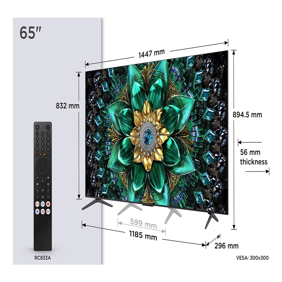 TCL Q6C 65Q6C TV 165,1 cm (65″) 4K Ultra HD Smart TV Wi-Fi Metallic
