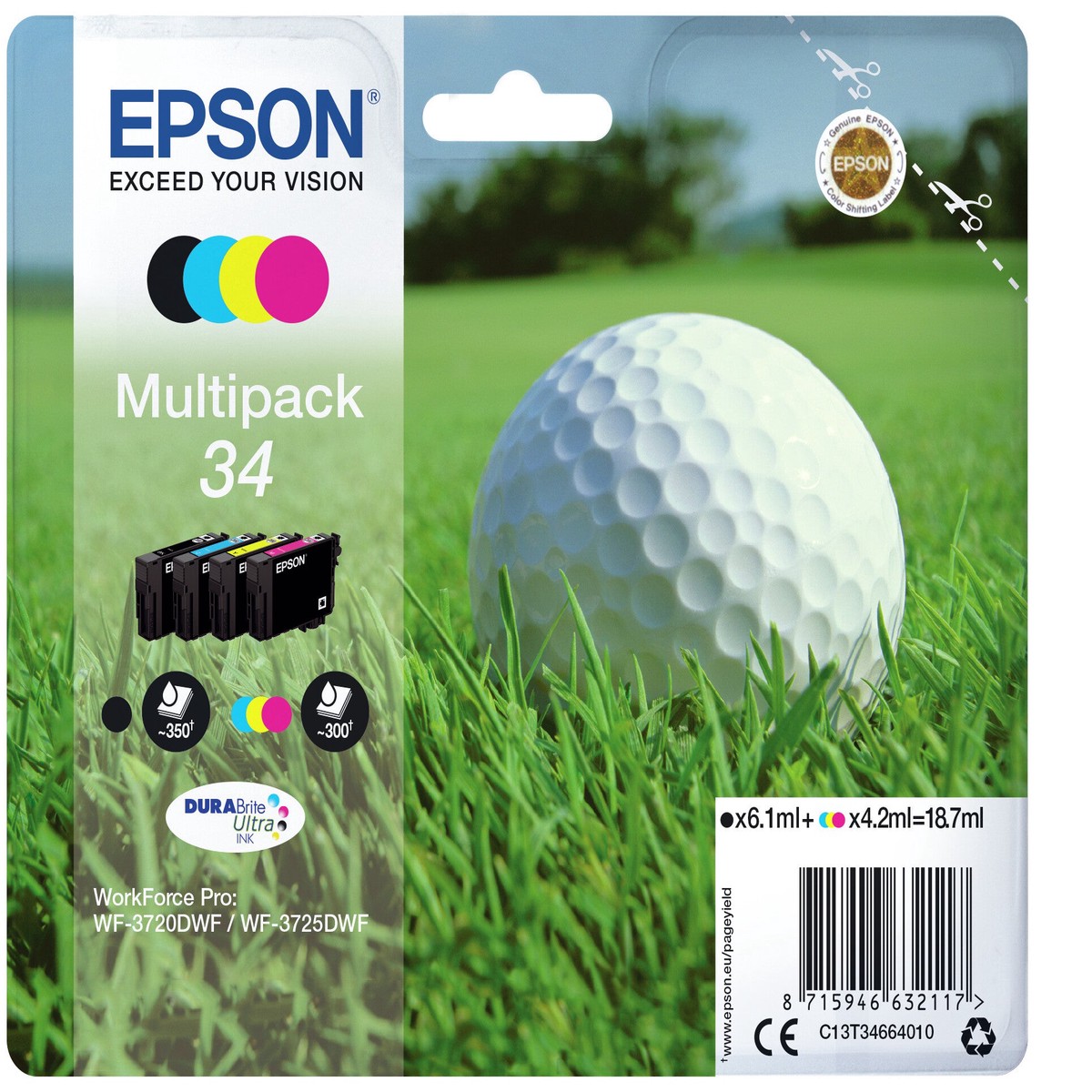 Epson Golf ball 34 golfbold DURABrite Ultra multipakke 4-farve blk