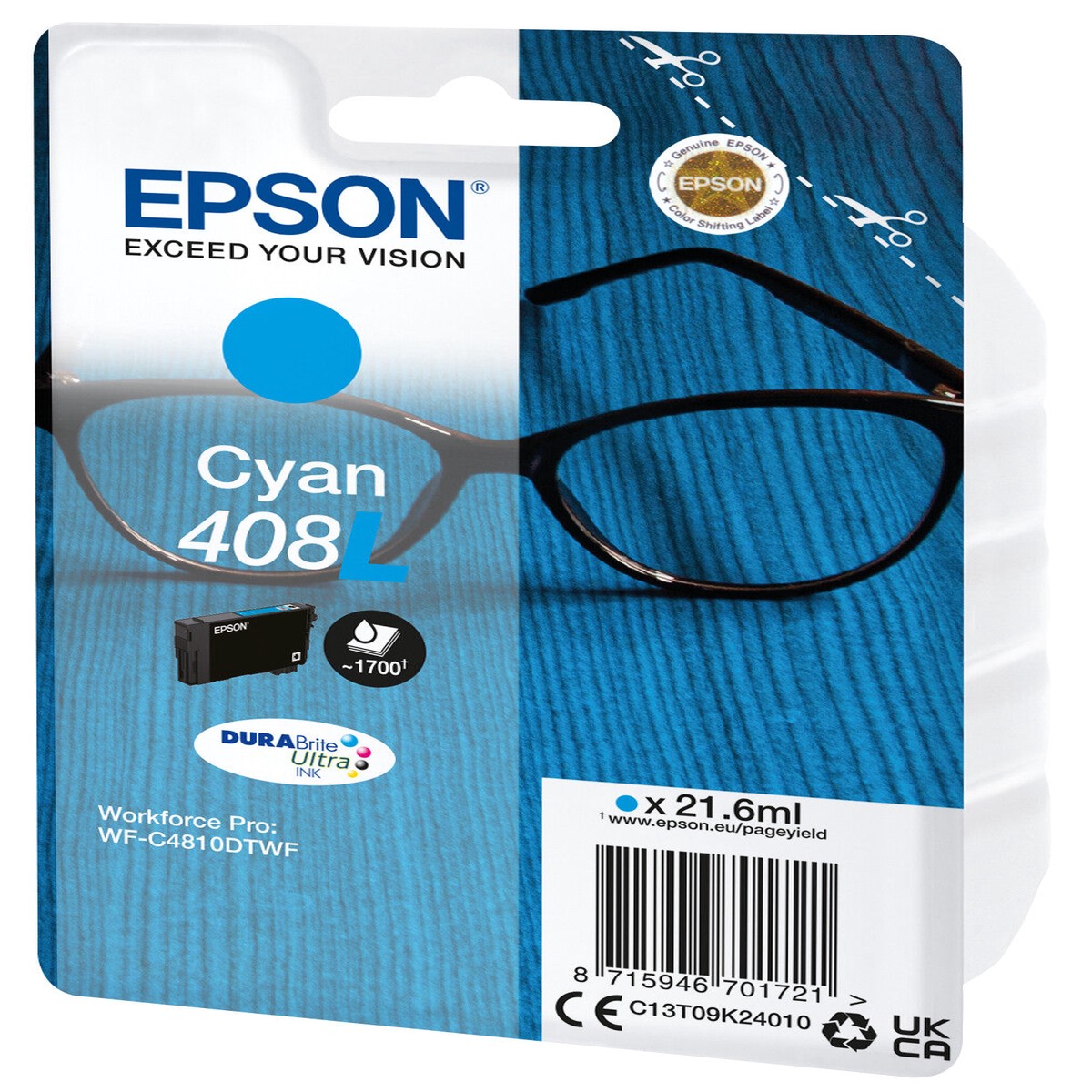 Epson 408L briller DURABrite Ultra enkeltpakke cyan blk
