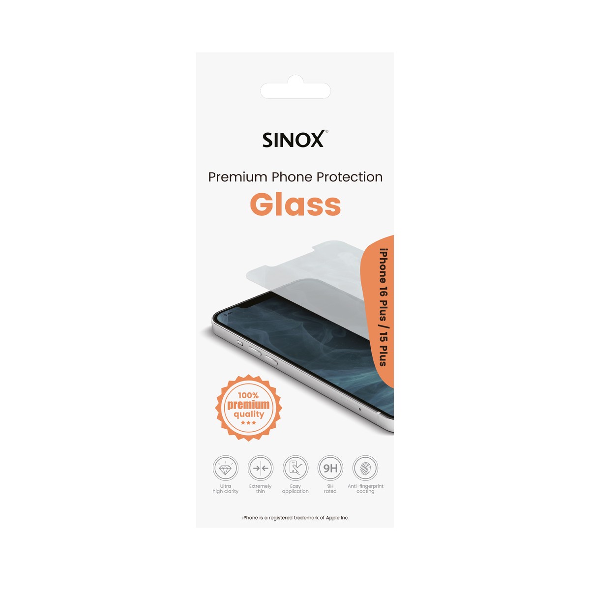 Sinox Protection Glass iPhone 16 Plus/15 Plus