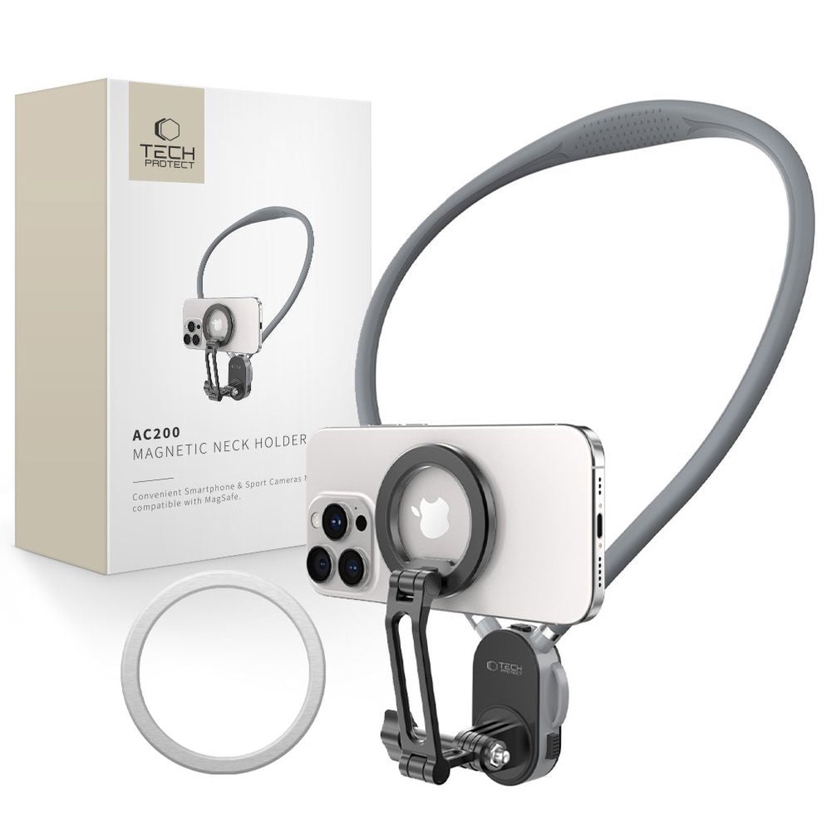 Tech-Protect AC200 Magnetisk MagSafe Mount til telefon, GoPro, DJI - Gr