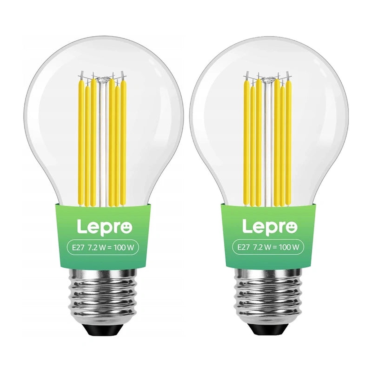 LEPRO 100094-WW-EU-2 E27 LED-pre med gldetrd, 7,2W (100W), 1521 lm, 2700K, Klasse A, 2-pak