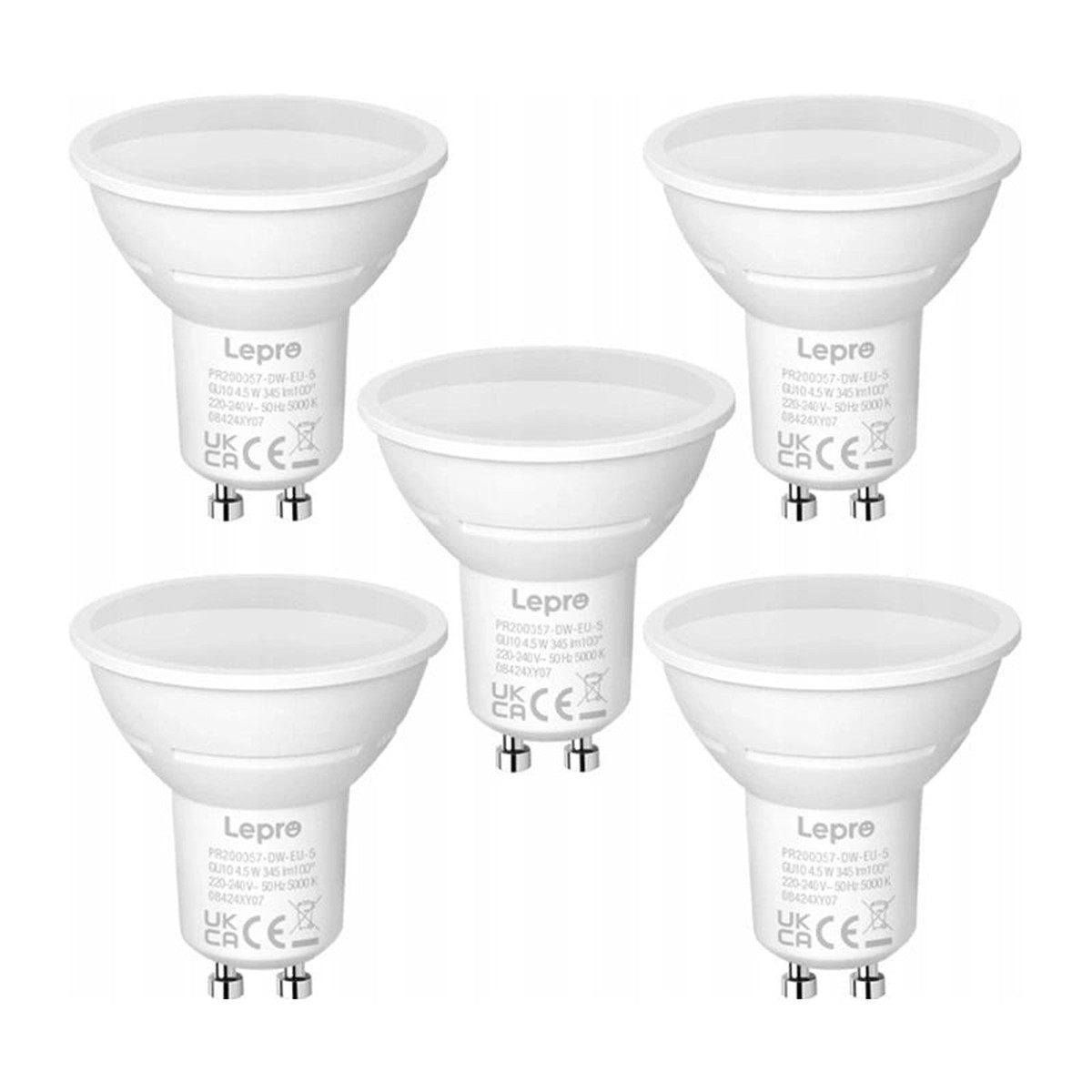LEPRO 200057-DW-EU-5 GU10 LED-pre, 4,5W (50W), 345 lm, 5000K, 100, 5 stk.
