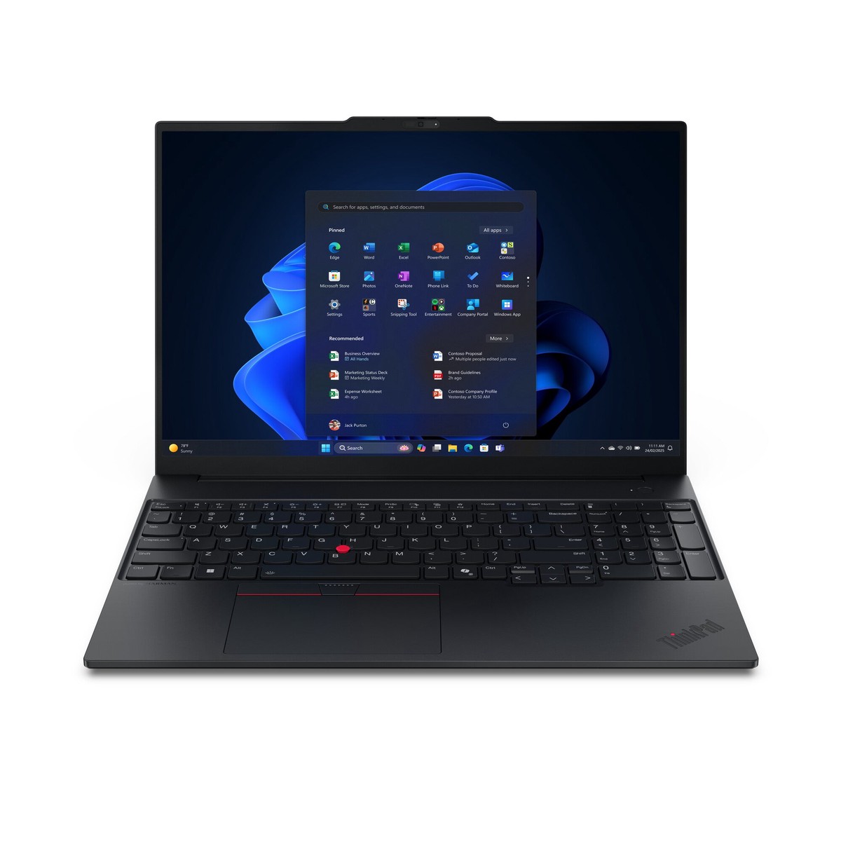 Lenovo ThinkPad E16 Gen 3 (AMD) AMD Ryzen 7 250 Laptop 40,6 cm (16″) WUXGA 16 GB DDR5-SDRAM 512 GB SSD Wi-Fi 6E (802.11ax) Windows 11 Pro Sort Nordisk