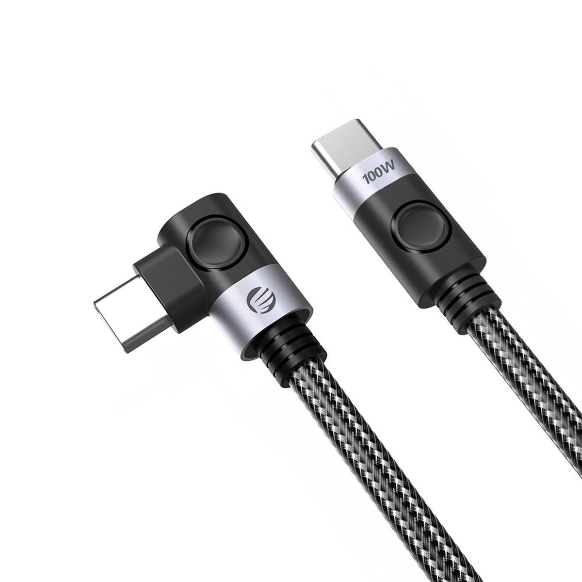 C2C PD100W Laptop Hurtigopladerkabel (Retvinklet) sort 0,5m