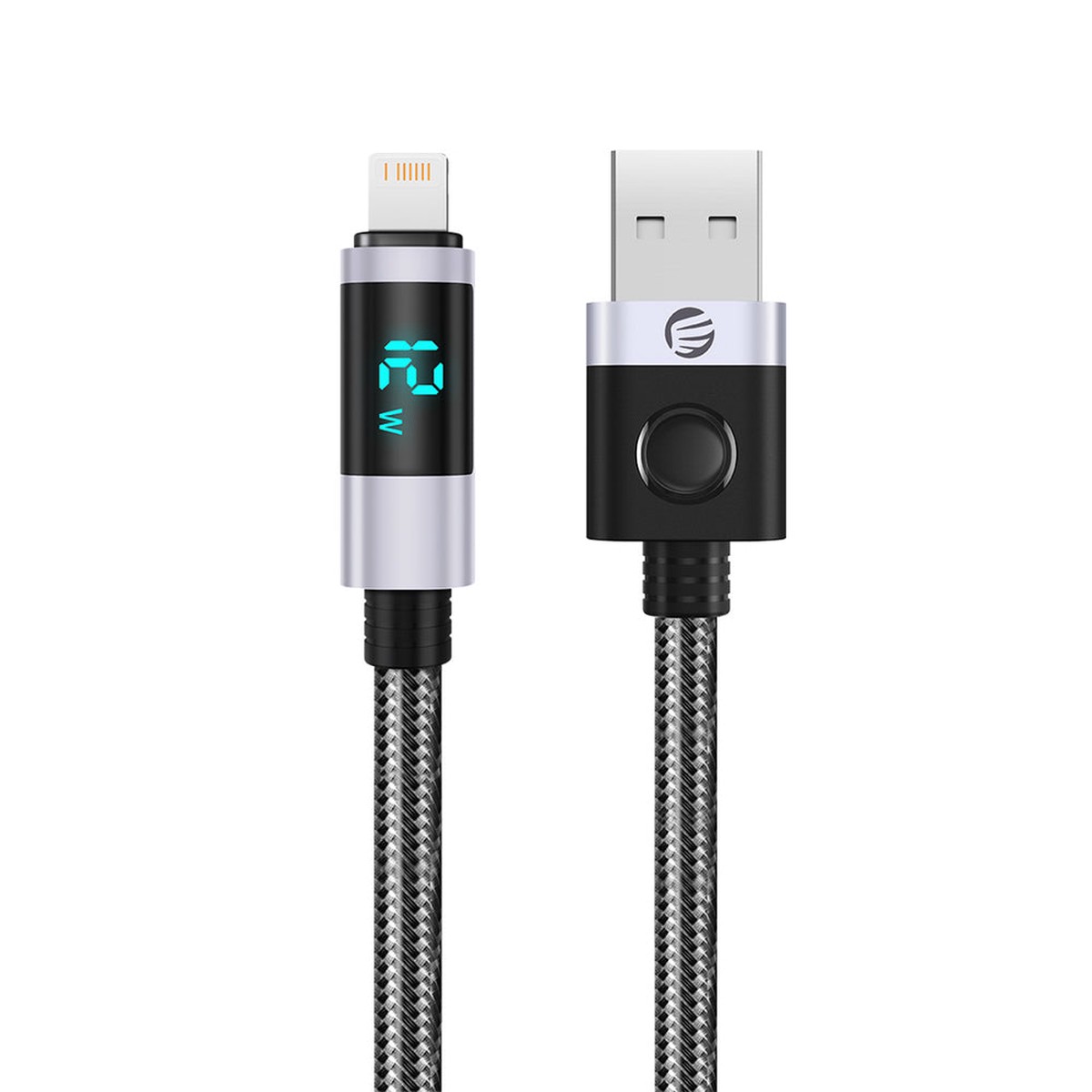 Orico LDA2L USB-A til Lightning Kabel 12W med LED Display 0,5m - Sort og Slv