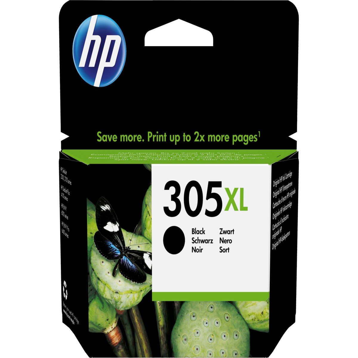 HP 305XL sort blkpatron med hj kapacitet