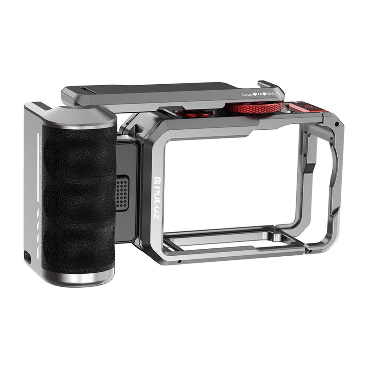 Titanium ekspansionsbur med hndtag og ekstra Puluz-tilslutninger til DJI Osmo Action 6