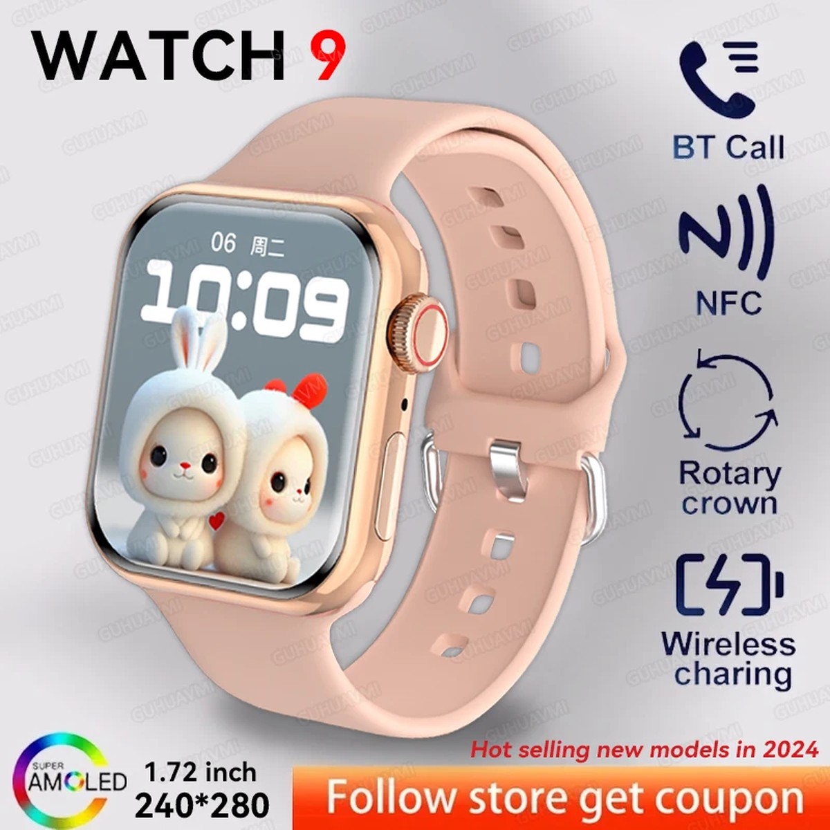 2024 New Watch 9  Smart Watch Men Blood Glucose BT Call NFC Always On Display Fitness Women Series 8 Smartwatch For IOS Watches