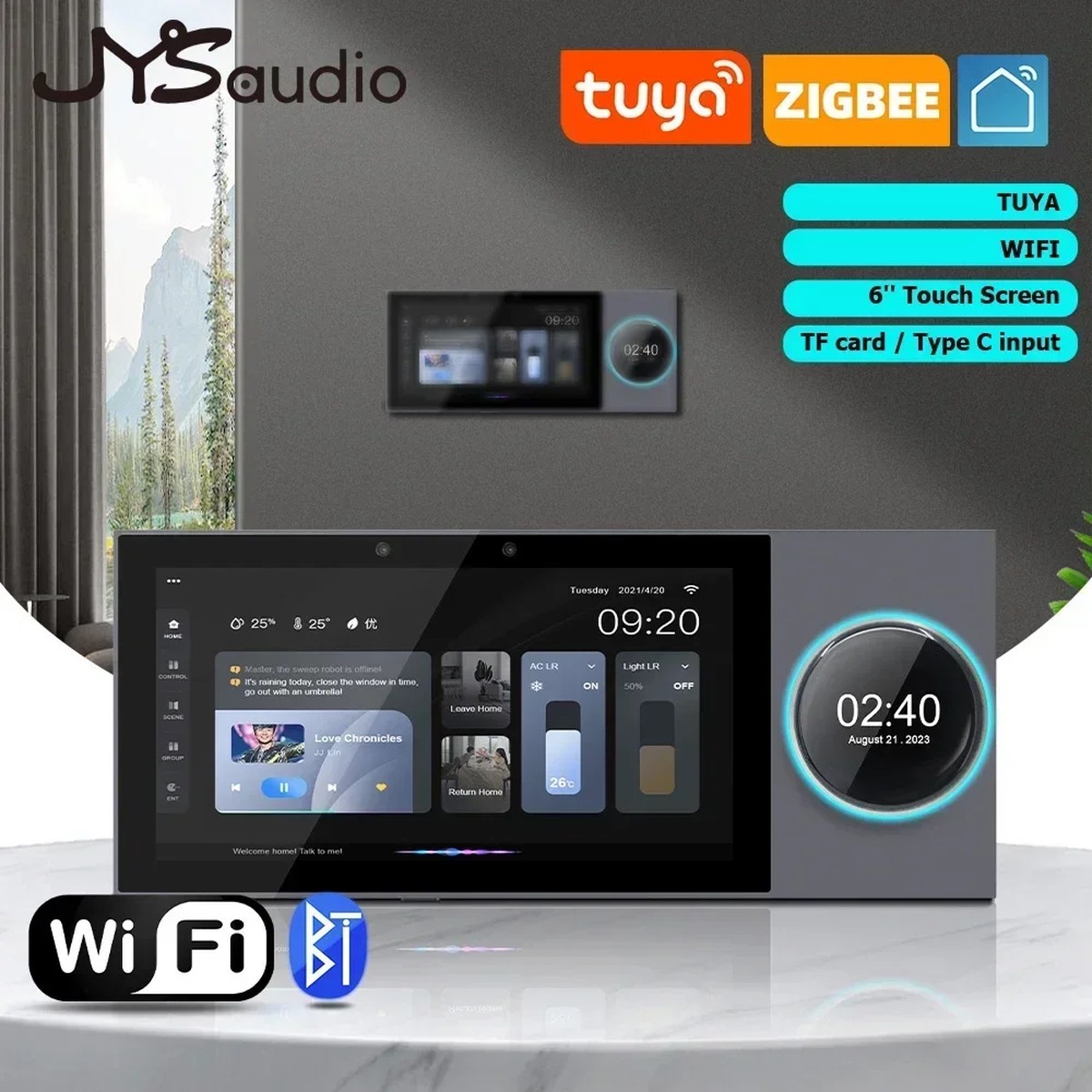 6 inch WiFi Android Touch Screen Tuya Smart Spotify Online Video Wall Amplifier Panel Bluetooth ZIGBEE RJ45 Smart Home Control