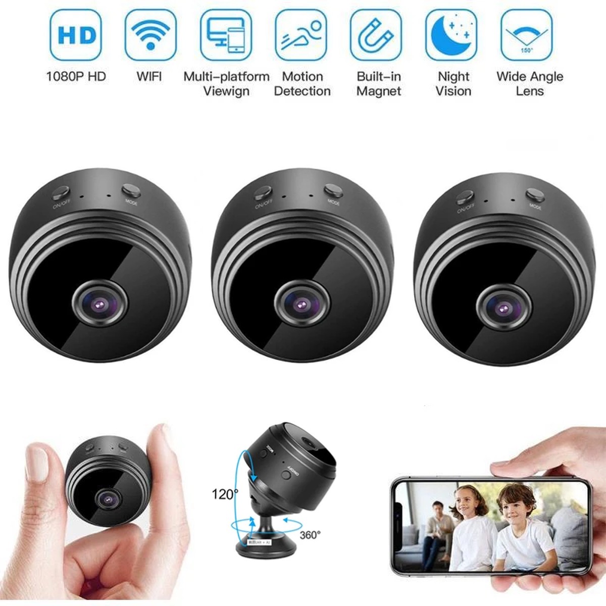 A9 Mini WiFi Camera Indoor Wireless Battery  Monitor 1/2 pcs Protection Smart Home Video Surveillance Night Vision